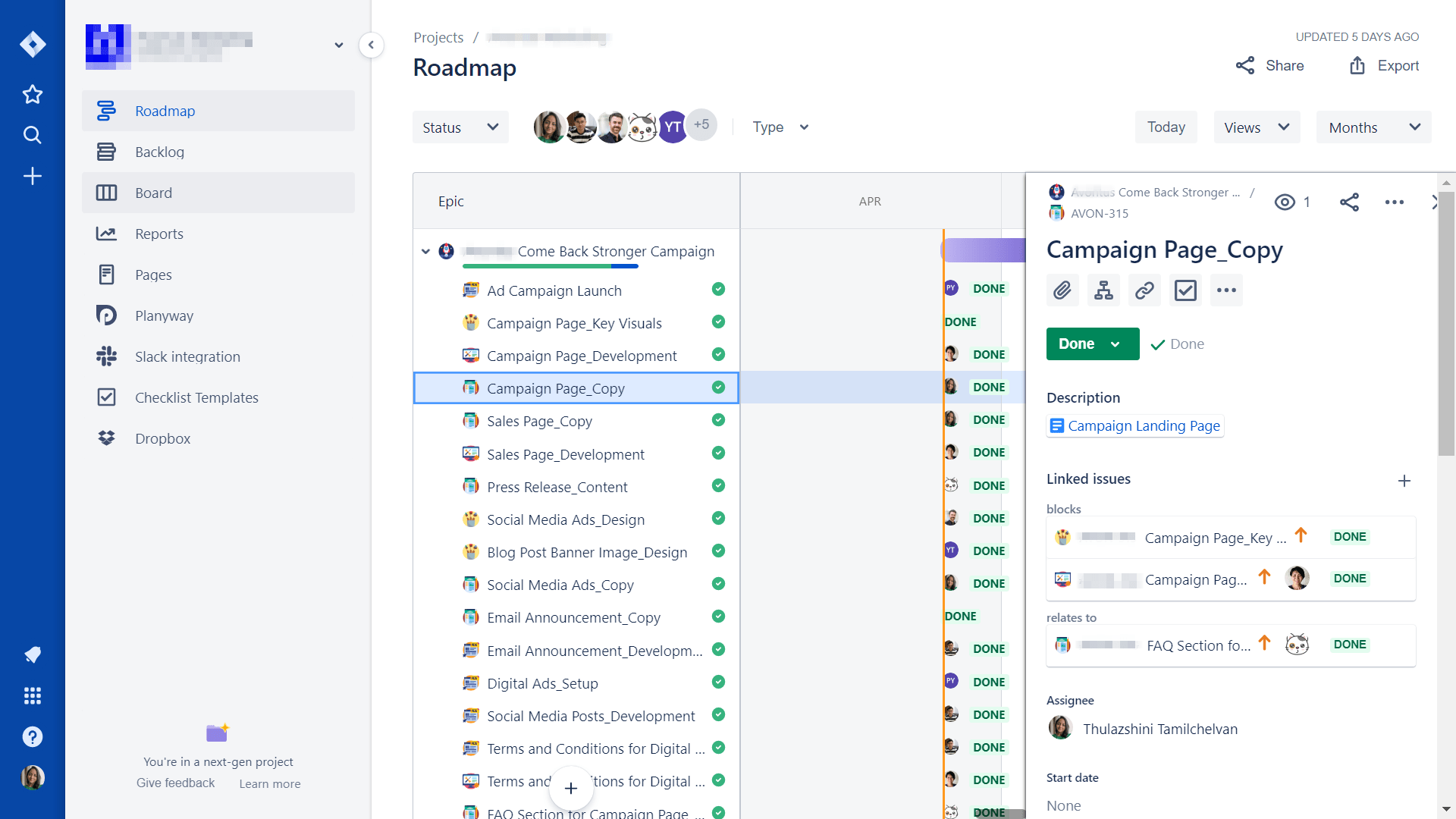 With Jira, tracking deliverables for a remote marketing campaign is easy.